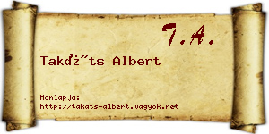 Takáts Albert névjegykártya