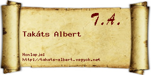 Takáts Albert névjegykártya